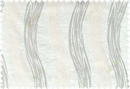 Beige grey white colour vertical wavy stripes polycotton main curtain designs