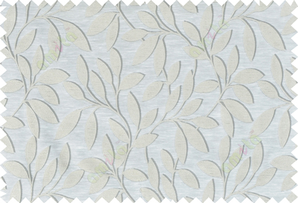 Beige grey cream colour leafy pattern with thick background fab polycotton main curtain designs