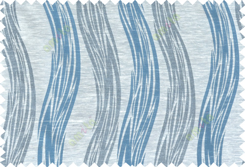 Blue beige grey colour vertical wavy stripes polycotton main curtain designs 113323