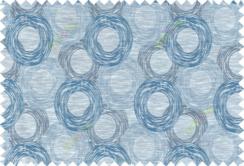 Blue beige grey colour seamless geometric circle pattern polycotton main curtain designs