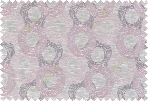 Pink beige brown colour seamless geometric circle pattern polycotton main curtain designs