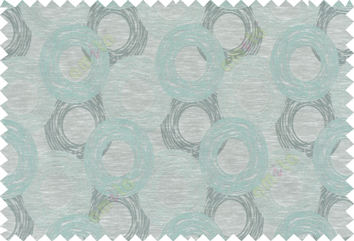 Blue beige grey colour seamless geometric circle pattern polycotton main curtain designs