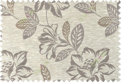 Brown beige gold color beautiful floral design polycotton main curtain designs   113344
