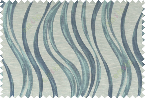 Blue beige grey color vertical trendy lines polycotton main curtain designs   113355
