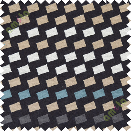 Black white square shapes polycotton sofa sofa upholstery fabric