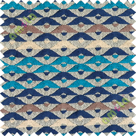 Blue brown white aztec polycotton sofa sofa upholstery