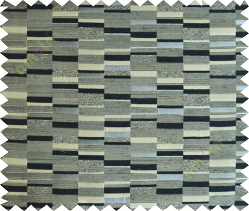 Black yellow brown grey broken stripes poly upholestry fabric