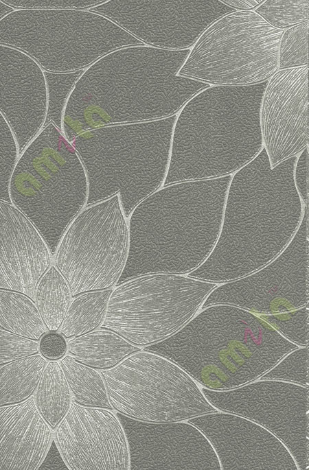 Grey brown black texture big flower design home décor wallpaper for walls