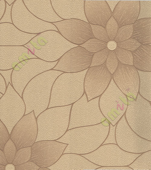 Yellow brown texture big flower design home décor wallpaper for walls