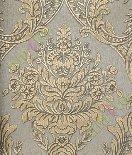 Gold black brown big motif traditional design home décor wallpaper for walls