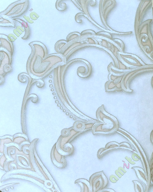 White brown grey traditional floral design home décor wallpaper for walls