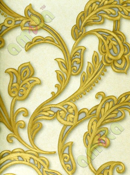 Gold brown traditional floral design home décor wallpaper for walls