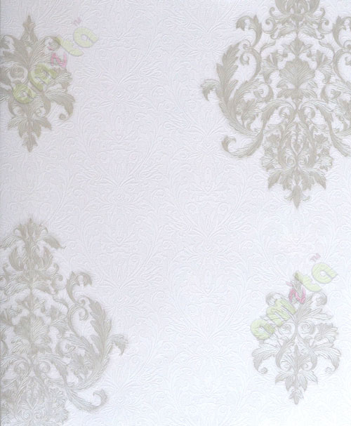 White silver colour traditional motifs home décor wallpaper for walls