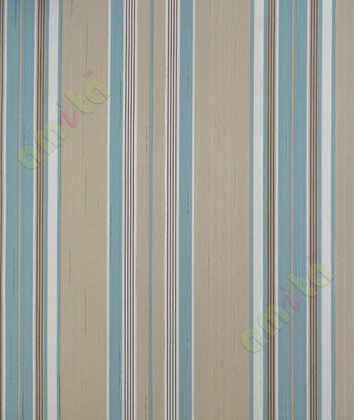 Blue brown silver vertical pencil stripes home décor wallpaper for walls