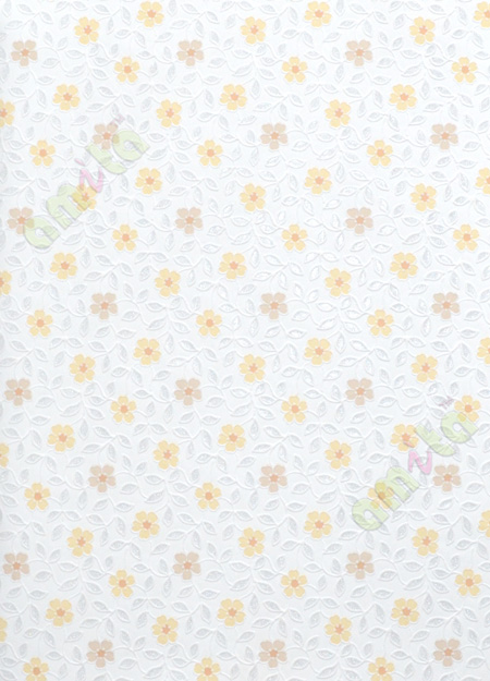 White yellow brown small floral design home decor wallpaper for walls