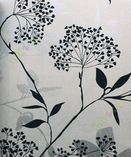 Black beige silver traditional floral design home décor wallpaper for walls