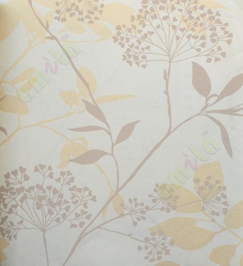 Gold beige brown traditional floral design home décor wallpaper for walls