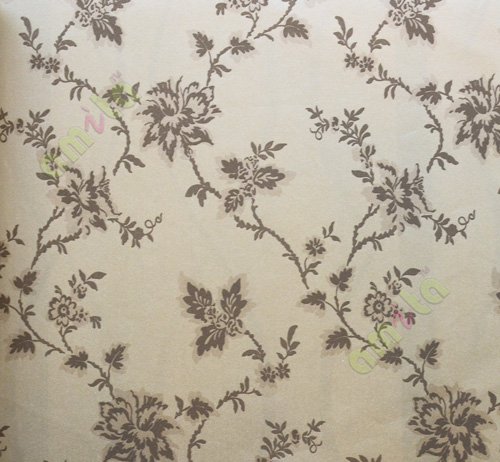 Brown gold colour traditional floral design home décor wallpaper for walls