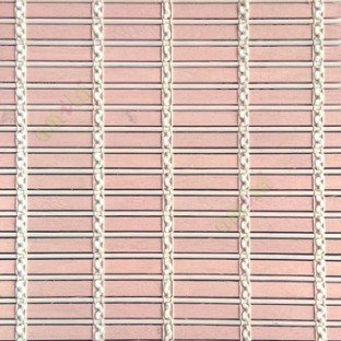 Peach beige cream color horizontal stripes wooden slats with sticks vertical thread weaving stripes rollup chain roman chain and lock pulley system blinds