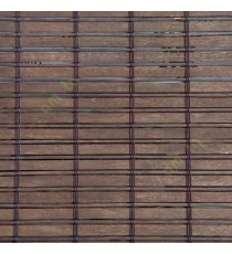 Brown color horizontal stripes wooden slats with sticks vertical thread weaving stripes rollup chain roman chain and lock pulley system blinds
