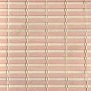 Baby pink cream color horizontal stripes wooden slats with overlapping sticks vertical thread weaving stripes rollup chain roman chain and lock pulley system blinds