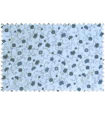 Blue white small flowers with plant poly main curtain designs