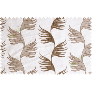 Brown beige hanging bird feather design poly main curtain designs