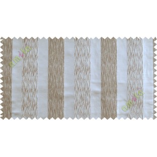 White brown vertical bold stripes poly main curtain designs