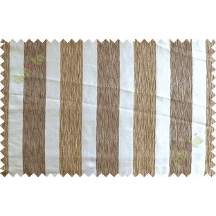 Brown white yellow vertical bold stripes poly main curtain designs
