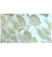 Green white brown big traditional flower design poly main curtain designs