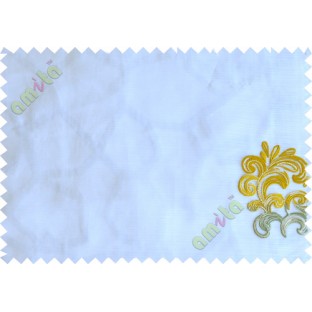 Blue yellow white motif poly sheer curtain designs