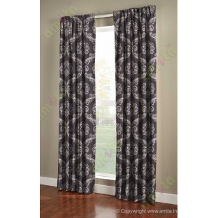 Grey silver brown motiff poly main curtain designs