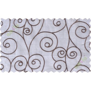 Grey white scroll poly sheer curtain designs