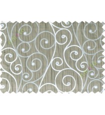 Brown silver scroll poly sheer curtain designs