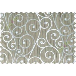 Brown silver scroll poly sheer curtain designs