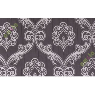 Chocolate brown grey motiff poly main curtain designs
