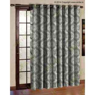 Chocolate brown grey motiff poly main curtain designs
