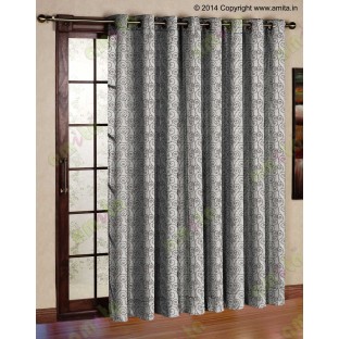 Beige brown scroll poly sheer curtain designs