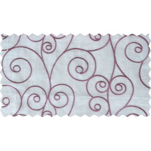 Pink white scroll poly sheer curtain designs