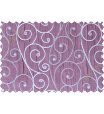 White pink grey scroll poly sheer curtain designs