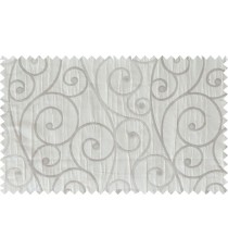 White grey scroll poly sheer curtain designs