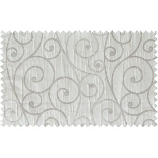 White grey scroll poly sheer curtain designs