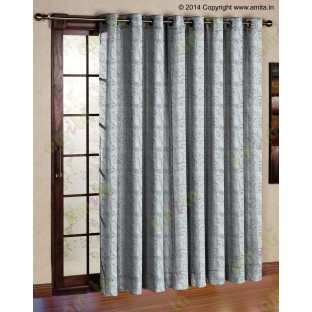 White blue scroll poly sheer curtain designs