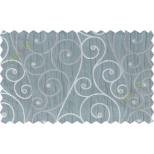 Grey blue scroll poly sheer curtain designs