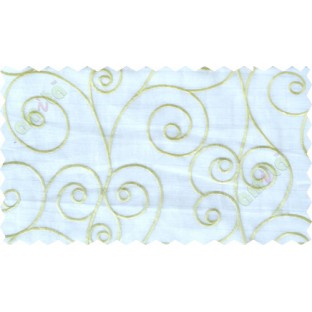 White green scroll poly sheer curtain designs