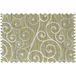 Green silver scroll poly sheer curtain designs