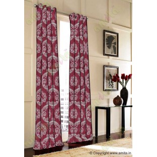 Red silver motiff poly main curtain designs