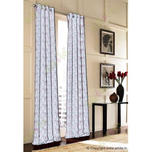 White red scroll poly sheer curtain designs