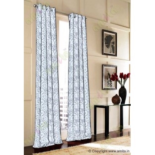 Beige indigo scroll poly sheer curtain designs