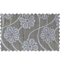 Brown grey silver motif poly main curtain designs